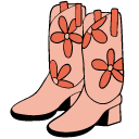 Pink floral cowboy boots with a playful design.